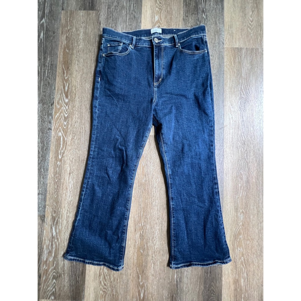 Loft Outlet High Rise Flare Crop Jeans Womens 12 Dark Wash Blue Denim